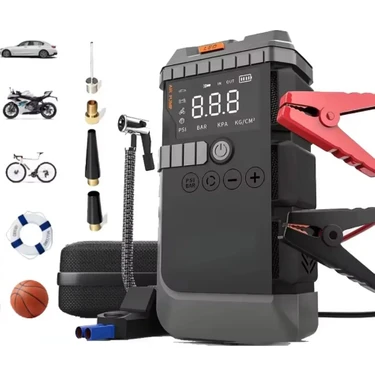 Mestore Taşınabilir Araç Çalıştırma Jump Starter Hava Pompası Dijital Basınç Göstergeli Güç