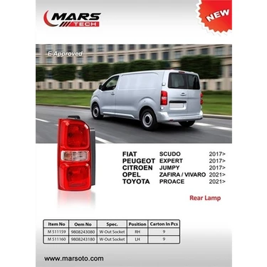 MARS-511160 - Stop Lambası Sol Expert 17> Cıtroen Jumpy 17> Scudo 17> Zafıra Vıvaro 21> Proace 21>