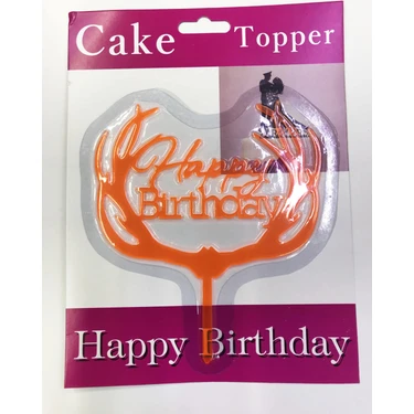 Happy Birthday Yazılı Turuncu Dallı Pasta Kek