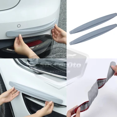 5d Esnek Tampon Koruma Bandı Tampon Koruyucu Şerit Yumuşak Bant 2 Li Paket Gri