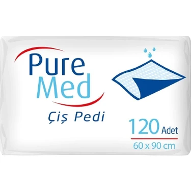 Pure Med Kedi Köpek Çiş Pedi 60 x 90 cm 120 Adet Kaymaz Taban ile Güvenli Kullanım