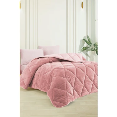 Formeya Çift Kişilik Lüx Pudra Wellsoft Yorgan Çift Taraflı 195x215 cm (2 adet Yastık