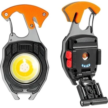 abnturk Çok Fonksiyonlu Mini LED Lamba Anahtarlık ve Çakmak USB Şarjlı Kamp Için Taşınabilir Tam 7