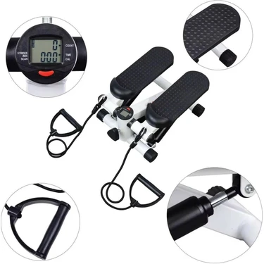 Lethe Boards Direnç Lastikli Dijital Göstergeli Mini Stepper Egzersiz Aleti Kaymaz Pedallı Ev Spor
