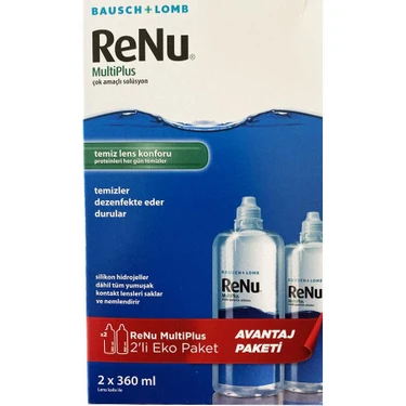 Bausch + Lomb Renu Multiplus Çok Amaçlı Lens Solüsyonu 2 x 360 ml Temizleme ve