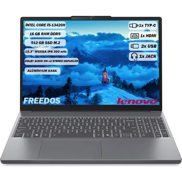 Lenovo Ideapad Slim 3 Intel Core i5 13420H 16GB 512GB SSD 15.3" WUXGA IPS Freedos Taşınabilir